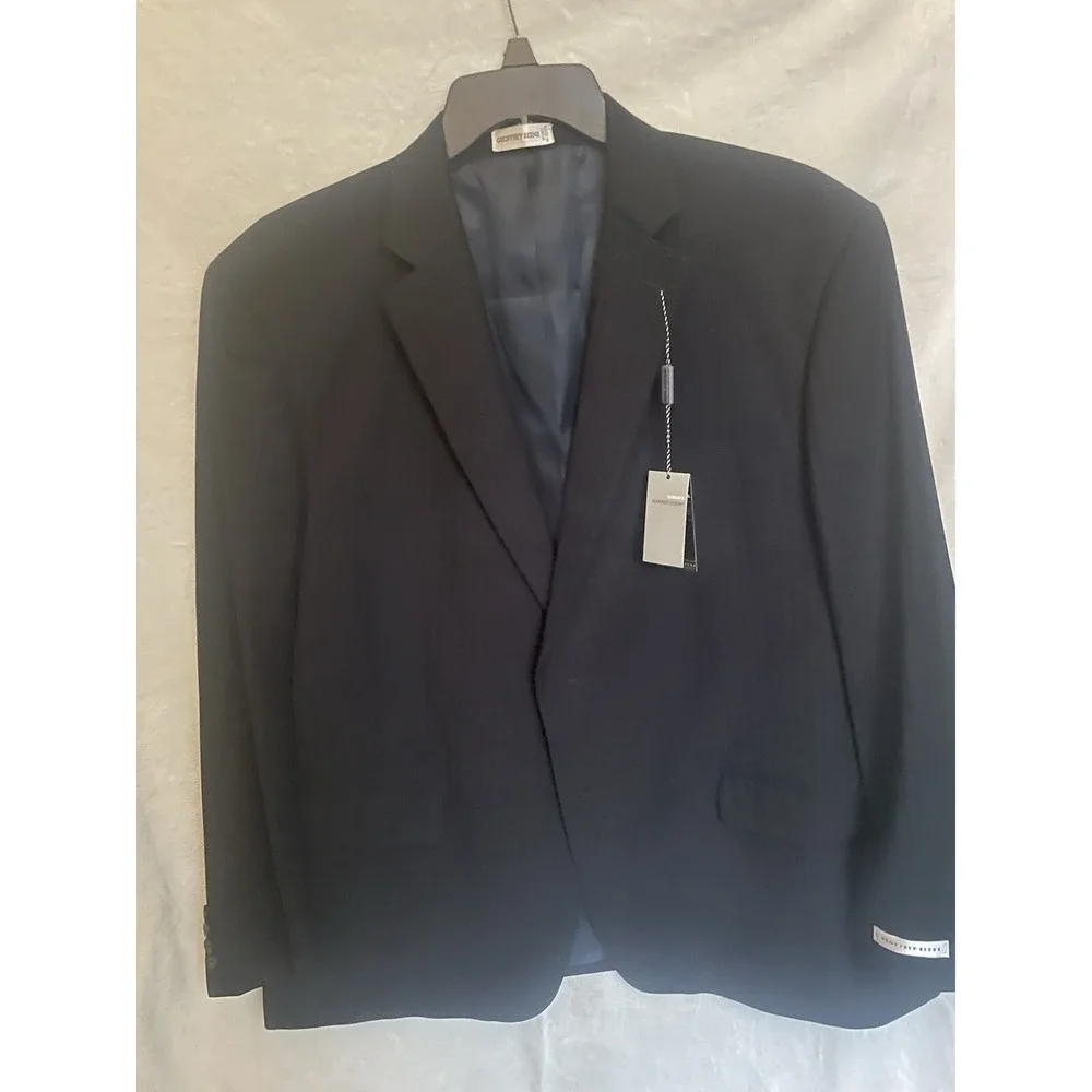 Geoffrey‎ Beene Men's Classic Fit Suit Navy pinstripe Blazer Jacket, 48R